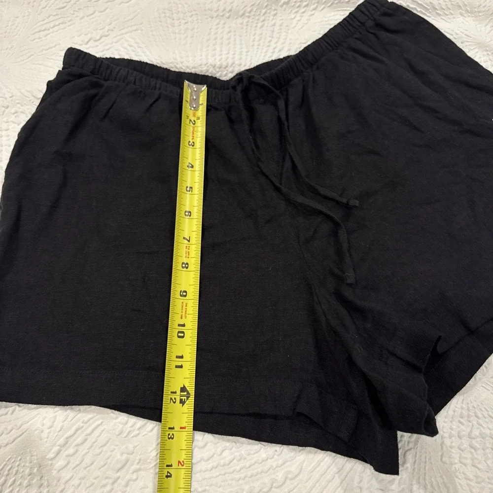 A New Day Black Linen Blend Pull On Shorts Size M Waistband High Waist - Picture 6 of 7